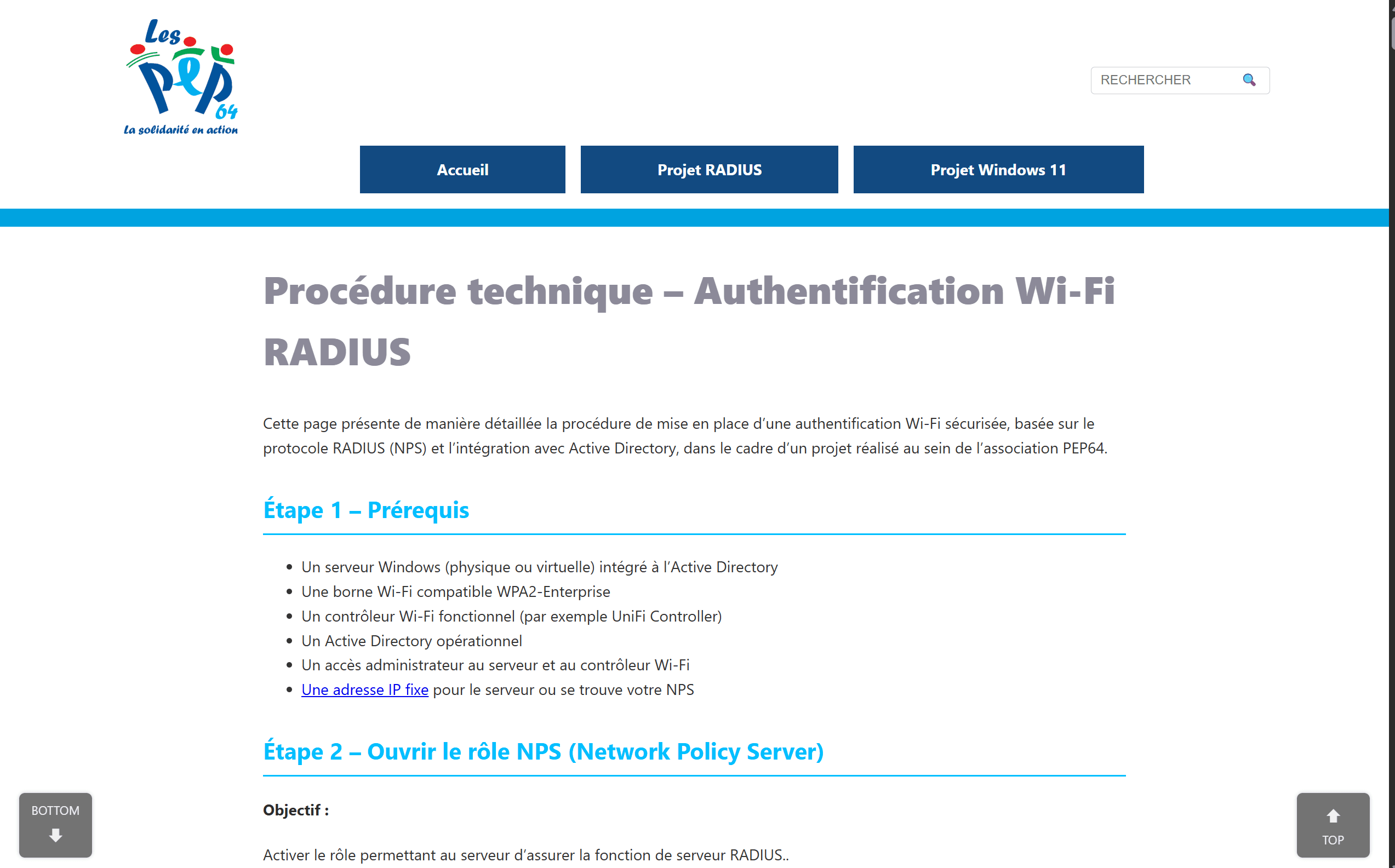 Documentation RADIUS/NPS — configuration et procédures NPS